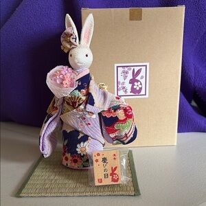 Floral Kimono Rabbit Figurine